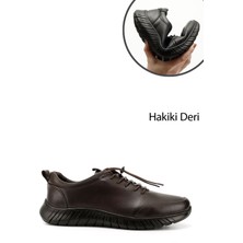 GÖNDERİ Erkek Kahve Antik Bağcıklı Kauçuk Taban Hakiki Deri Sneaker