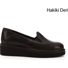 GÖNDERİ Kadın Kahve Antik  Dolgu Taban Hakiki Deri Ayakkabı