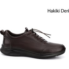GÖNDERİ Erkek Kahverengi Bağcıklı Kauçuk Taban Hakiki Deri Sneaker