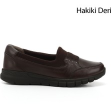 GÖNDERİ Kadın Kahverengi  Dolgu Taban Hakiki Deri Comfort  Ayakkabı