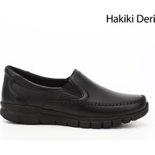 Kadın Siyah Dolgu Taban Hakiki Deri Comfort Ayakkabı
