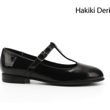 GÖNDERİ Kadın Siyah - Rugan Mary Jane Hakiki Deri Babet