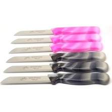 6'lı Pembe Siyah Mermer Meyve ve Sebze Bıçak Seti