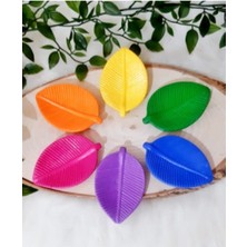 Renkli Yaprak Tasarımlı Sunumluk, Kahve Yanı, Drajelik ve Lokumluk Seti