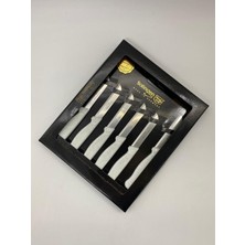 6’lı Beyaz Simli Tırtıklı Meyve Sebze Bıçağı Takımı