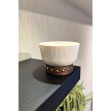 Ahşap Ayaklı Porselen Kase Gold 13 Cm, Salata, Meyve, Kuruyemiş Sunumluk