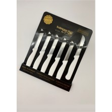 Beyaz Tırtıklı Meyve Bıçağı Seti, 6'lı, Şık ve Fonksiyonel Tasarım