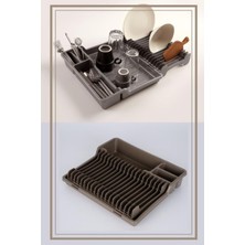 Katlanabilir Bulaşıklık, Bölmeli Tabaklık ve Kaşıklık, Kahverengi, Çok Renkli