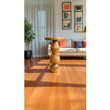 Simillo Home & Living Mantar Model Ahşap Yan Sehpa – Tik Renk Tekli Masif Sehpa