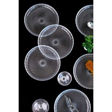 Beyaz 19CM Cam Pasta Tabağı 6’lı Set, Şık ve Zarif Sunumlar Için Perfect