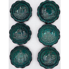 Istanbul'un 6 Simgesiyle, Kabartmalı Turkuaz 6'lı Kase Seti