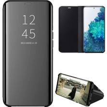 Samsung Galaxy S20 Plus Uyumlu Aynalı Kapaklı Lüx Kılıf Siyah