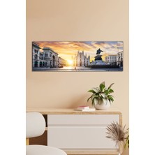Gün Batımında Milano Panoramik Cam Tablo, Modern Ev ve Ofis Dekoru, Hediyelik Duvar Dekorasyonu