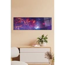 Mor Galaksi ve Yıldız Panoramik Cam Tablo, Modern Ev ve Ofis Dekoru, Hediyelik Duvar Dekorasyonu