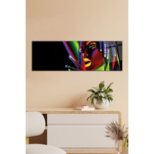 Neon Renkli Kadın Portesi Panoramik Cam Tablo, Modern Ev Ofis Dekoru, Hediyelik Duvar Dekorasyonu