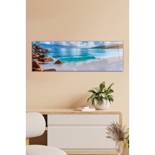Sakin Deniz ve Sahil Panoramik Cam Tablo, Modern Ev ve Ofis Dekoru, Hediyelik Duvar Dekorasyonu