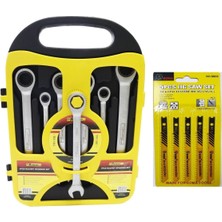 7 Parça Cırcır Anahtar Seti Cırcır Set 8-19 mm ve Dekopaj Uç 1pkt