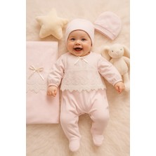 Yenidoğan Kız Bebek 0-3 Ay Hastane Çıkışı Tül Dantelli Vual Battaniye Dantelli Tulum Seti(Mevlitlik)