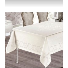 Krem Jumbo Pano Desenli Dertsiz Masa Örtüsü 160X220leke tutmaz kumaş
