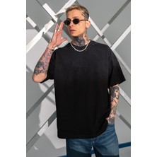 Erkek Siyah Oversize Tişört Bol Kesim %100 Pamuk