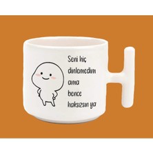 Espiri Dolu T Kulplu Latte Kupa Bardak, Şık ve Kullanışlı Beyaz Tasarım