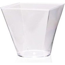 Şeffaf Mini Kare Kase 120 ml Turuncu Renkli Dayanıklı Ahşap Malzeme ile Kullanışlı 25 Adet