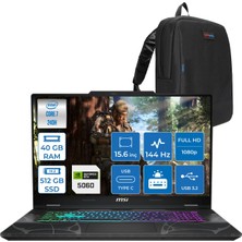 MSI Msı Cyborg 15 Intel Core 7 240H 40GB Ddr5 512GB SSD RTX5060 Gddr7 8gb Freedos 15.6" Fhd (1920X1080) 144HZ Taşınabilir Bilgisayar B2RWFKG208XTRF17 + Zetta Çanta