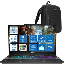 MSI Msı Cyborg 15 Intel Core 7 240H 24GB Ddr5 2tb SSD RTX5060 Gddr7 8gb Windows 11 Pro 15.6" Fhd (1920X1080) 144HZ Taşınabilir Bilgisayar B2RWFKG208XTRP09 + Zetta Çanta