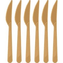 Altın Renkli Plastik Roll-Up Bıçak Seti, 10 Adet, Şık ve Kullanışlı.