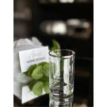 Gümüş Şeritli Kahve Yanı Su Bardağı 1 Adet