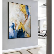 Harikabirev|lacivert Gold Soyut Deseni ( CKD-111) |çerçeveli Kanvas Tablo Ckdikey