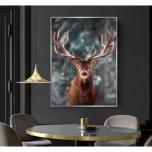 Harikabirev|kış Temalı Geyik ( CKD-003) |çerçeveli Kanvas Tablo Ckdikey