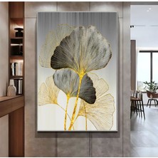 Harikabirev|siyah Gold Soyut Çiçek ( CKD-082) |çerçeveli Kanvas Tablo Ckdikey