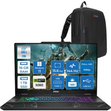 MSI Msı Cyborg 15 Intel Core 5 210H 16GB Ddr5 1tb SSD RTX5060 Gddr7 8gb Windows 11 Home 15.6" Fhd (1920X1080) 144HZ Taşınabilir Bilgisayar B2RWFKG207XTRH03 + Zetta Çanta