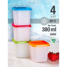 4'lü Renkli Mini Saklama Kabı, Derin Dondurucu Için 380ML Set