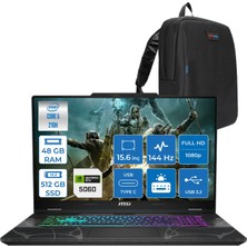 MSI Msı Cyborg 15 Intel Core 5 210H 48GB Ddr5 512GB SSD RTX5060 Gddr7 8gb Freedos 15.6" Fhd (1920X1080) 144HZ Taşınabilir Bilgisayar B2RWFKG207XTRF22 + Zetta Çanta