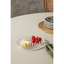 El Yapımı Cam Kahvaltı Tabağı, Şık Kafes Tasarımı, Beyaz Renk, Zarif ve Kullanışlı