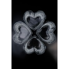 Turuncu 4'lü Kalp Model Cam Çerezlik ve Kase Sunum Seti 165 ml