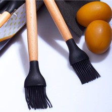 Siyah Bambu Saplı Silikon Yumurta Fırçası, Tek Adet