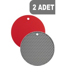 2'li Renkli Yuvarlak Silikon Nihale Seti, Kırmızı Gri Renkler