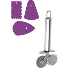 3'lü Pasta ve Kek Dekorasyon Seti, Pizza Hamur Kesici ile Kolay Kullanım