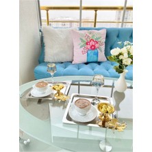 2'li Lüx Kelebek Aksesuarlı Paslanmaz Çelik Kare Servis Tepsisi