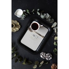 Mavi Desenli Metal Tepsi, Çay ve Kahve Sunumu, 23X31 Cm, Dayanıklı ve Şık