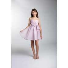 Kız Çocuk/genç Yeni Model Kumaş Tam Kalıp Kısa Abiye Elbise 5554