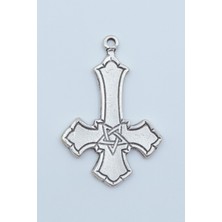 Ters Haç - Davut Yıldızı Gümüş Kaplama Kolye Ucu