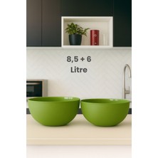 Yeşil Büyük Boy Yuvarlak Kase Seti, Salata, Meyve ve Sebze Kasesi, Bpa Içermez, 2'li