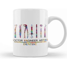 Beyaz Porselen Kupa Bardak - Doktor, Mühendis, Sanatçı, Dişçi Tasarımı