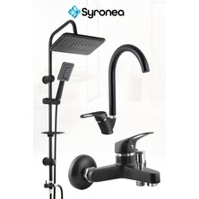 Özel Robot Yağmurlama Siyah Tepe Duş Seti Banyo Lavabo Batarya Musluk Set