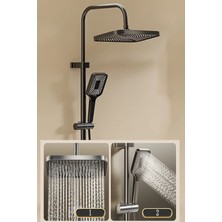 Siyah Lüx Yeni Nesil Robot Yağmurlama Tepe Banyo Duş Seti Hortum Başlık Sürgülü Set