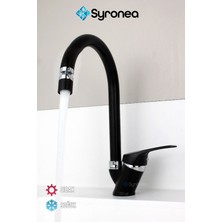 Milano Mix Siyah Mutfak Eviye Bataryası Oynar Başlıklı Aç Kapa Musluk